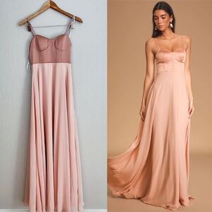 Best Part Of Me Blush Satin Bustier Maxi Dress